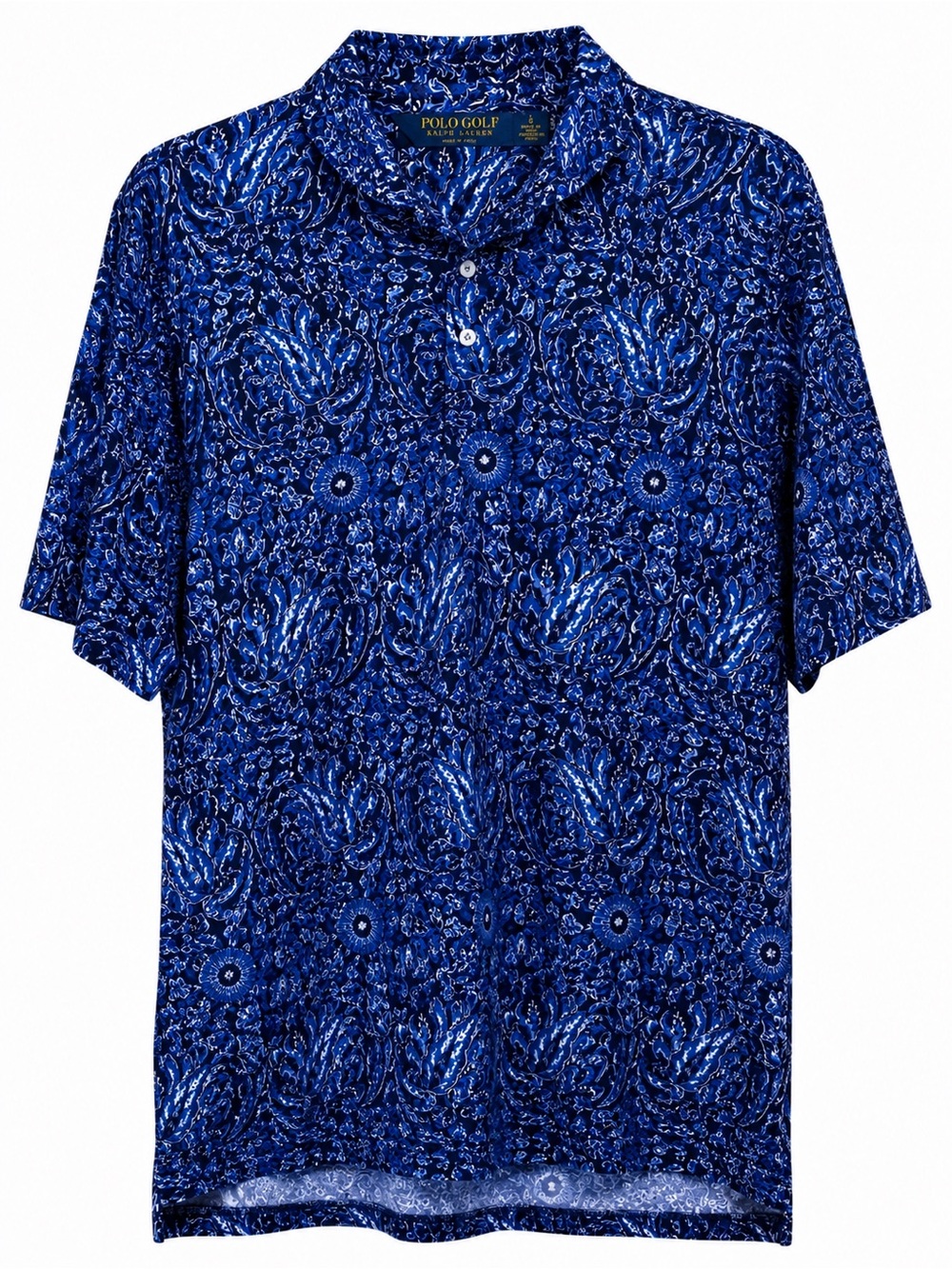 Polo Golf Ralph Lauren Blue Floral Paisley Cotton Polo ~ Size L ~ Item #6141